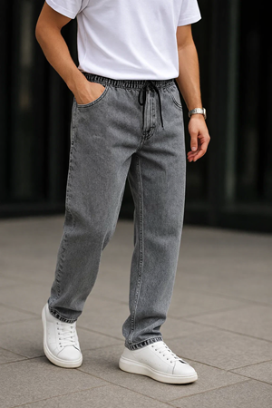 Erkek Günlük Premium Gri Baggy Pantolon