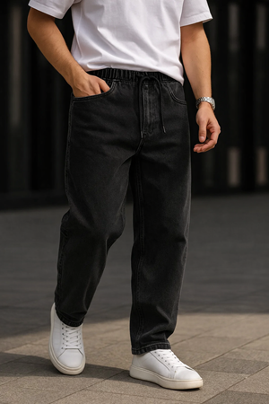 Erkek Günlük Premium Siyah Baggy Pantolon
