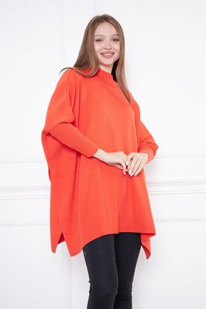 Kadın Yandan Yırtmaçlı Oversize Panço Kazak