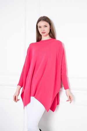 Kadın Yandan Yırtmaçlı Oversize Panço Kazak