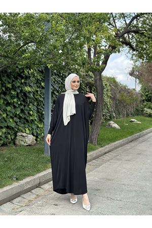 Kadın Trend Basic Uzun Kollu Siyah Namaz Elbisesi