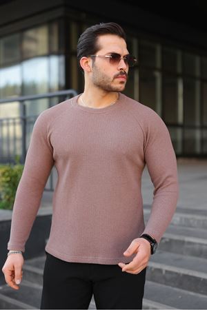 Erkek Trend Basic Slim Fit Bisiklet Yaka T.Pembe Kazak