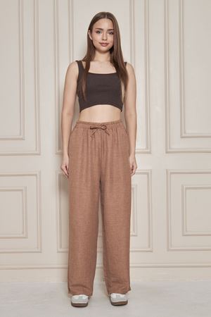 Kadın Trend Yüksek Bel Lastikli S.Kahve Bol Pantolon
