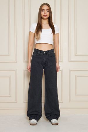 Kadın Bol Paça Yüksek Bel Baggy Füme Kot Pantolon