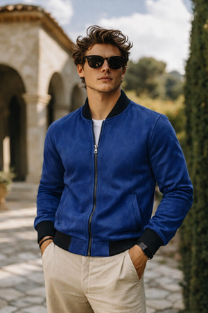 Erkek Premium Comfort Basic Nubuk Süet Lacivert Ceket