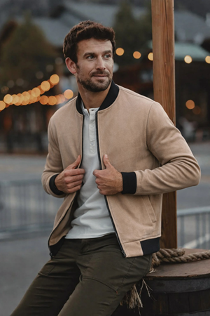 Erkek Comfort Fit Basic Kahve Süet Nubuk Ceket