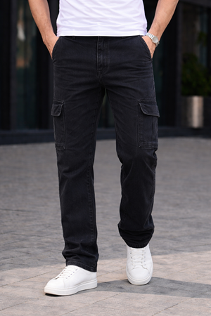 Erkek Trend Bol Paça Günlük Kargo Füme Baggy Pantolon