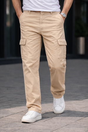 Erkek Trend Bol Paça Günlük Kargo Taş Baggy Pantolon