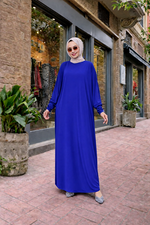 Kadın Premium Comfort Uzun Mavi Namaz Elbisesi