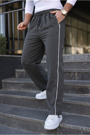 Erkek Günlük Yazlık Çizgili Bol Füme Eşofman Altı