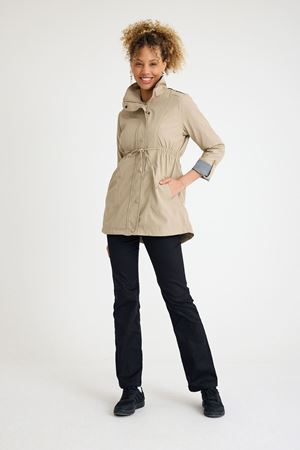 Kadın Beli Büzgülü Kısa Düz Desenli Trençkot