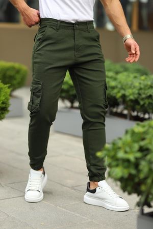 Erkek Bel Kemerli Körüklü Jogger Paça Lastikli Pantolon