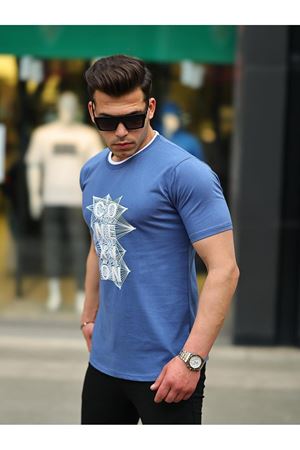 Erkek Slim Fit Nakış Desenli T-Shirt