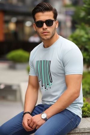 Baskılı Sıfır Yaka T-Shirt