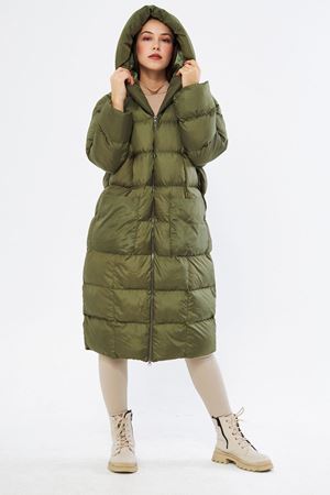 Kadın Siyah Kapüşonlu Uzun Oversize Şişme Mont