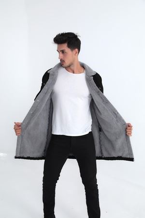 Erkek Içi Kürklü Kot Ceket