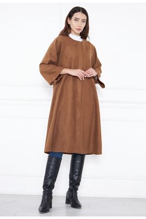 Kadın Oversize Uzun Kol Kaşe Panço