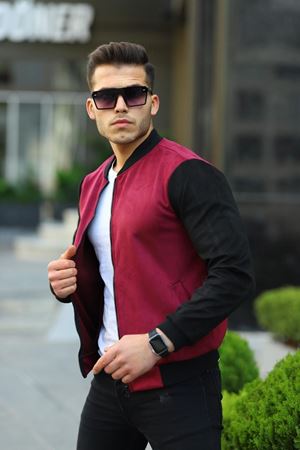 Erkek Dar Kesim Nubuk Süet Astarsız Likralı Su Itici Kolej Ceket