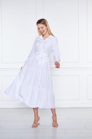 Kadın Katlı Gömlek Yaka Elbise