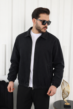 Erkek Mevsimlik Premium Siyah Oversize Bomber Ceket