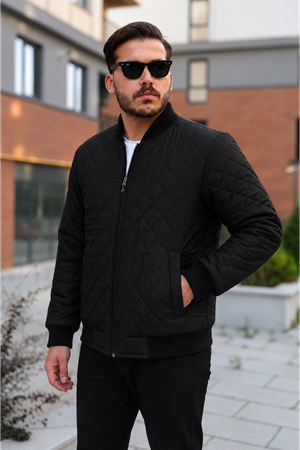 Erkek Premium Comfort Kapitone Siyah Kışlık Mont