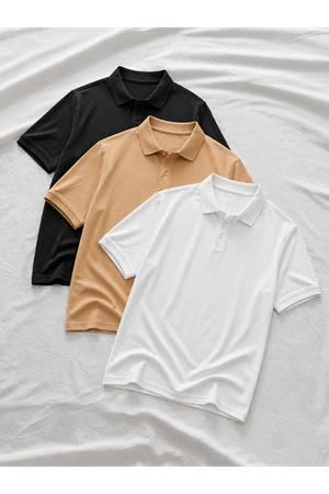 3 Adet Erkek Trend Kısa Kollu Basic Polo Yaka Tişört