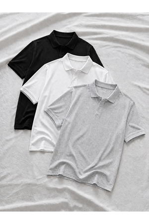3 Adet Erkek Trend Kısa Kollu Basic Polo Yaka Tişört