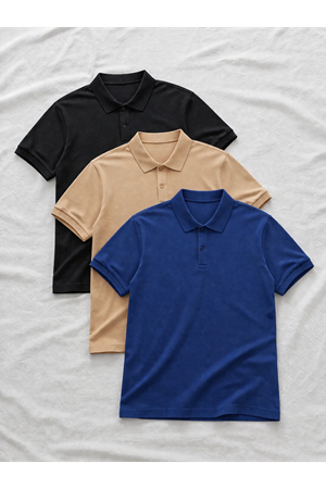 3 Adet Erkek Trend Kısa Kollu Basic Polo Yaka Tişört