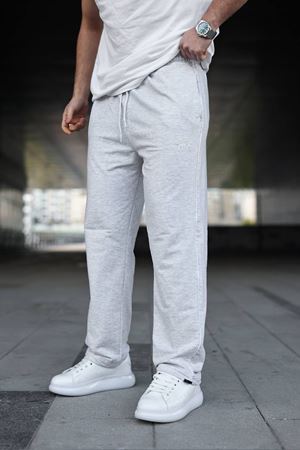 Erkek Yazı Baskılı Beli Lastikli Jogger A.Gri Eşofman Altı