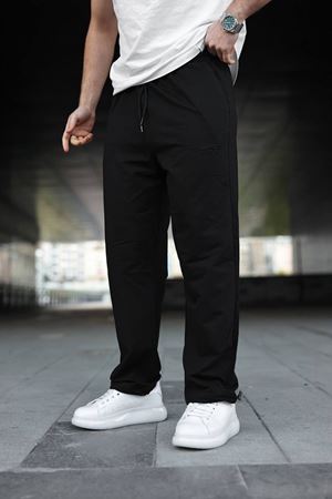 Erkek Trend Baskılı Jogger Siyah Baggy Eşofman Altı