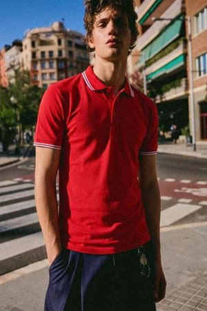Erkek Düğmeli Fashion Kırmızı Polo Yaka Tişört