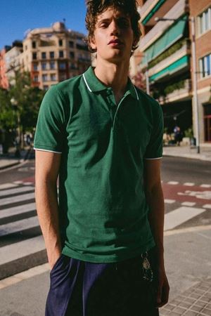 Erkek Düğmeli Fashion Yeşil Polo Yaka Tişört