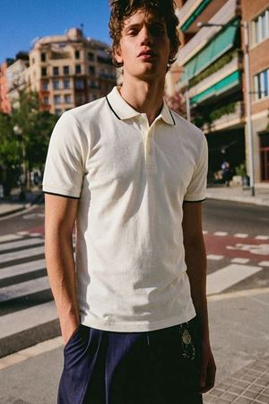 Erkek Düğmeli Fashion Beyaz Polo Yaka Tişört
