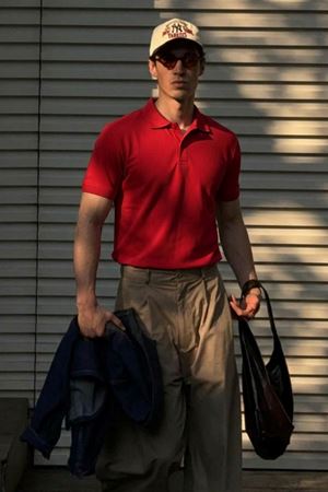 Erkek Klasik Slim Fit Kırmızı Polo Yaka Tişört