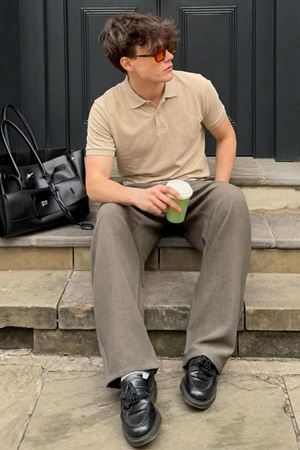 Erkek Pamuklu Fashion Krem Polo Yaka Tişört