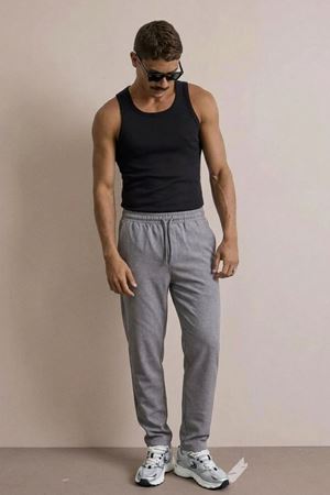 Erkek Basic Trend Bel Lastikli Antrasit Bol Pantolon