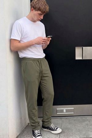 Erkek Comfort Fit Bol Paça Haki Baggy Pantolon