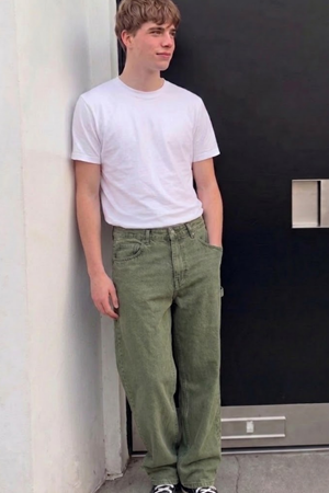 Erkek Bol Paça Haki Baggy Pantolon