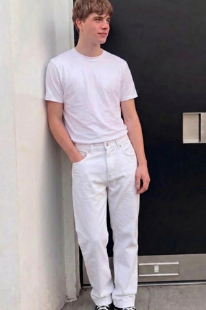 Erkek Bol Paça Beyaz Baggy Pantolon