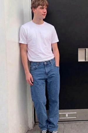 Erkek Bol Paça Mavi Baggy Pantolon