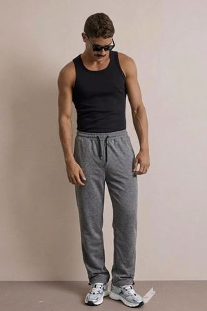 Erkek Günlük Regular Fit Baskılı Füme Eşofman Altı