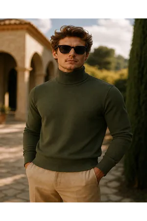 Erkek Kışlık Slim Fit Haki Kazak