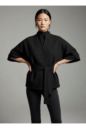 Kadın Trend Beli Bağlamalı Siyah Kimono Hırka