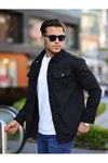 Erkek Oversize Geniş Kesim Çift Cep Denim Ceket SİYAH