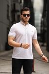 Erkek Kıvrılmaz Polo Yaka Cepsiz Slim Fit Desenli T-Shirt KREM