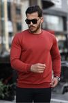 Erkek Kompakt Pamuklu Slim Fit Sweatshirt KİREMİT