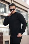 Erkek Oversize Üç İplik Kompakt Pamuklu Sweatshirt SİYAH