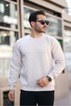 Erkek Oversize Üç İplik Kompakt Pamuklu Sweatshirt KREM