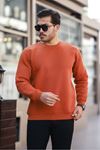 Erkek Oversize Üç İplik Kompakt Pamuklu Sweatshirt KİREMİT