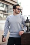 Erkek Oversize Üç İplik Kompakt Pamuklu Sweatshirt GRİ